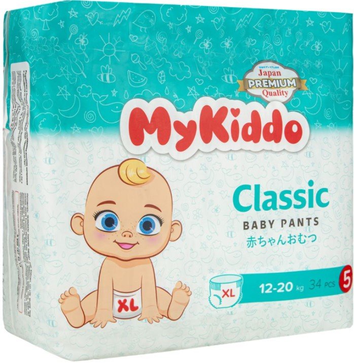 

Трусики-подгузники MyKiddo Classic XL 12-20 кг (34 шт)