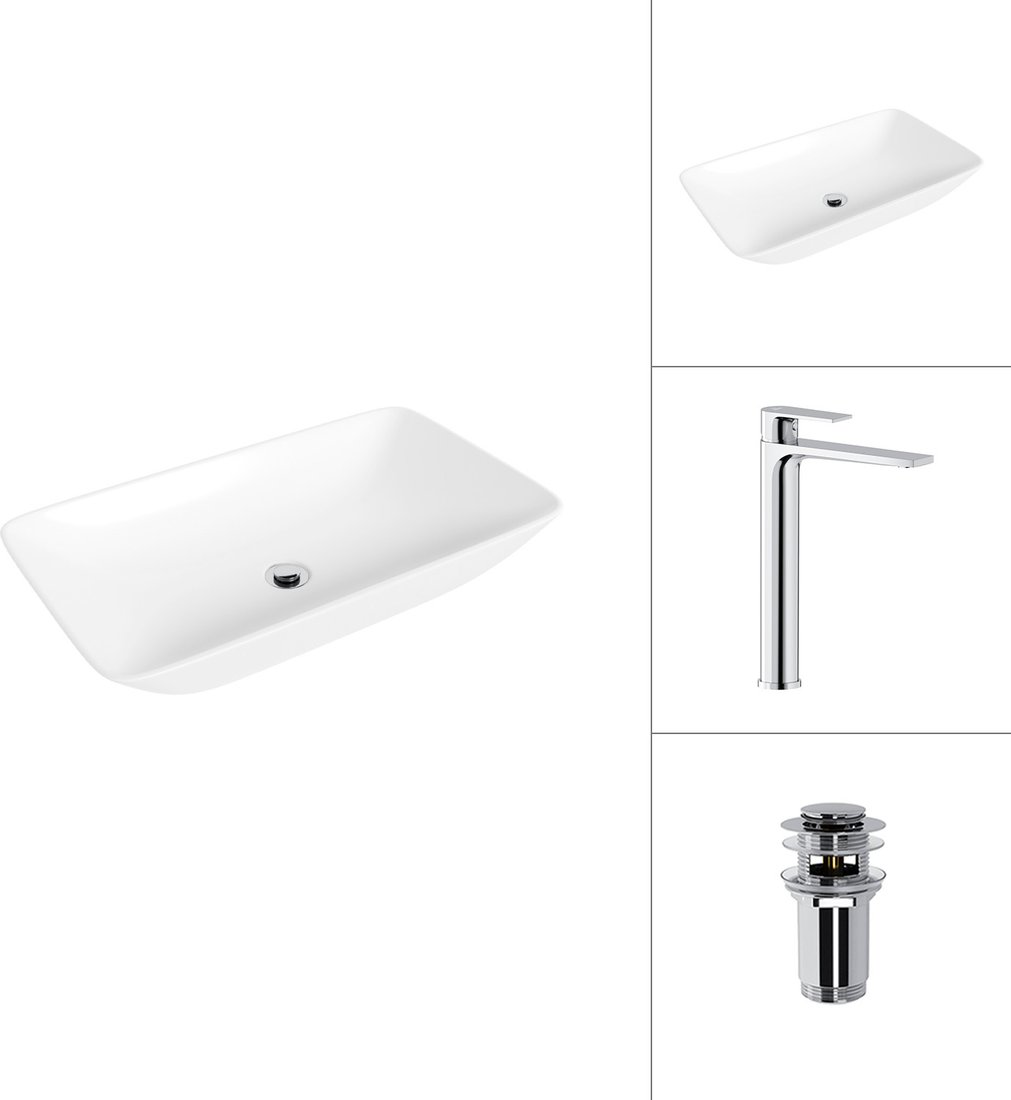 Умывальник Lauter 21886 + Reef 21CK8678C с донным клапаном 21190CH (хром)