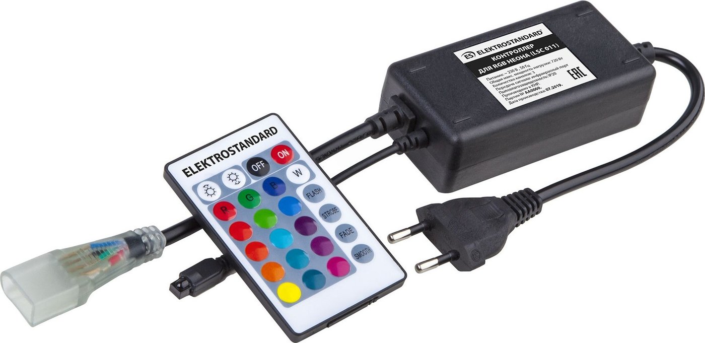 

Контроллер RGB Elektrostandard Контроллер для гибкого неона RGB LS001 220V 5050 с ПДУ (ИК) IP20_x000D_ LSC 011