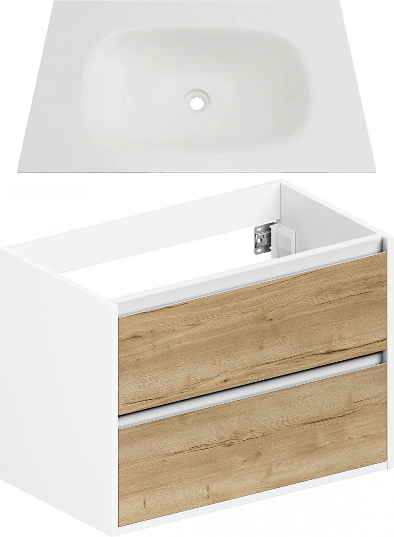 ЗОВ Тумба с умывальником Парма 70 P70LWP0MHMC1A + Oliveeka Flow F70W (белый/галифакс)