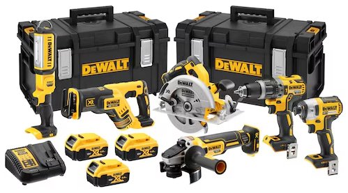 

DeWalt DCK623P3 (шуруповерт, винтоверт, циркулярка, болгарка, сабельная пила, фонарь, 3 АКБ, кейс)