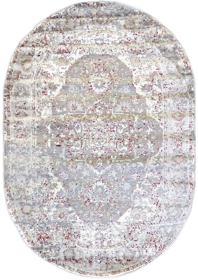 

Ковер для жилой комнаты Bossan Nizza 2473A-BEYAZ-KGRI-OVAL (1.2x1.7)