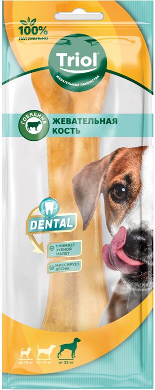 

Лакомство для собак Triol Кость жевательная Dental 20 см (150-160 г)