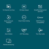 Сетевой видеорегистратор TP-Link Vigi NVR2016H-16P
