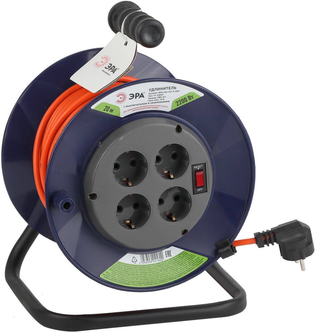 

Удлинитель на катушке ЭРА RPx-4es-3х1.0-20m Б0043054