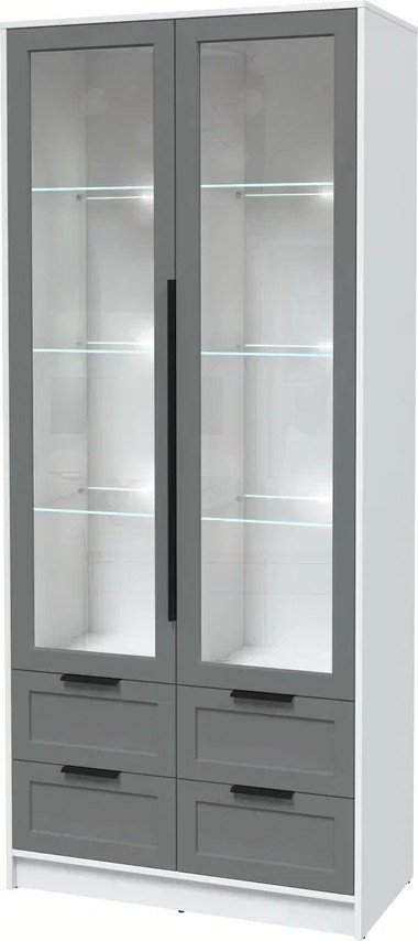 

Шкаф-витрина Интерлиния Концепт Тренд КТ-ШВ2 с подсветкой (белый платинум/серый)