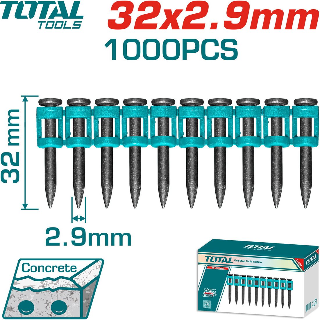 Гвозди для пистолета Total TAC02321 (1000 шт)