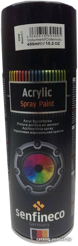 Автомобильная краска Senfineco Acrylic высокотемпературная черный 400мл 4200