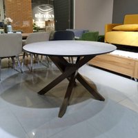 Кухонный стол Виста Осака 120x120 HPL (камень бежевый+матовый черный/дуб олово)