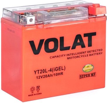 

Мотоциклетный аккумулятор VOLAT YT20L-4(iGEL) (20 А·ч)