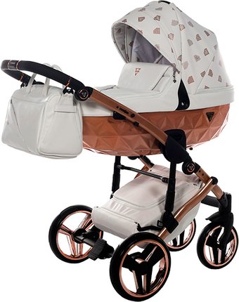 Универсальная коляска Junama Glow V2 (2 в 1, белая кожа/медь)