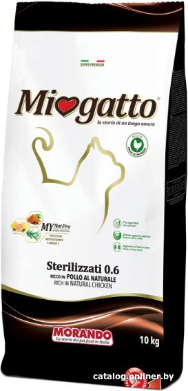 

Сухой корм для кошек Miogatto Sterilized 0.6 Chicken 10 кг