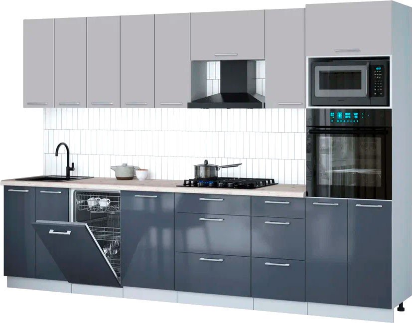 

Готовая кухня Интерлиния Мила Gloss 3.1-ПМ3 (асфальт глянец/грей/бискайская сосна)