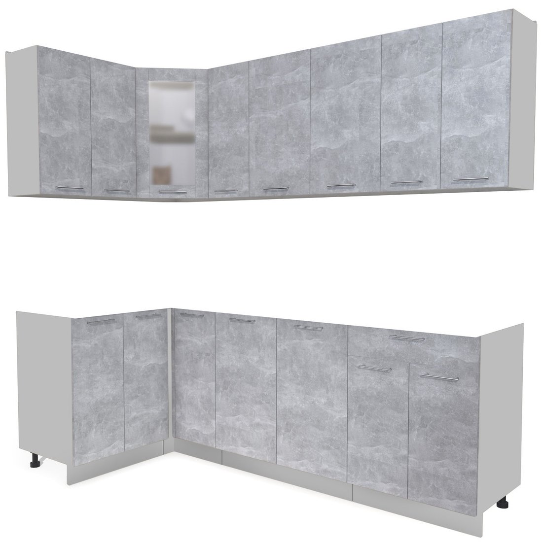 

Готовая кухня Интерлиния Мила 12x23 без столешницы (бетон)
