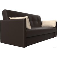 Диван Лига диванов Лига-018 117888 (экокожа коричневый/подушки бежевый)