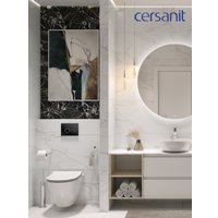 Унитаз подвесной Cersanit City Smart CO DPL EO Slim (с кнопкой Twins 64117 стекло черное)