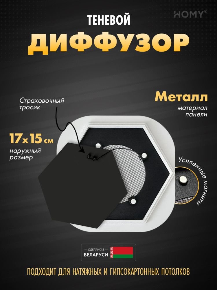 

Вентиляционная решетка HOMY AIR гексагон AH100B 17x15 (черная)