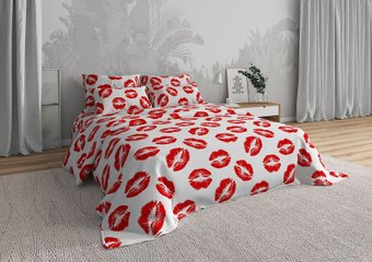 1.5-спальный комплект постельного белья Магия Сна Поцелуй вид 2 белый (1.5-сп, нав. 50х70)