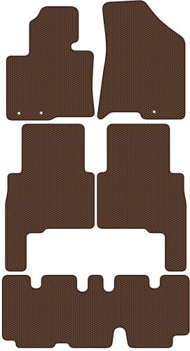 Комплект ковриков для авто Alicosta Kia Sorento II (suv 7 мест / XM) +3 ряд 2009 - 2012 (коричневый, сота)