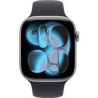 Умные часы Apple Watch Series 11 46 мм (алюминиевый корпус, космический серый/черный, спортивный силиконовый ремешок M/L)