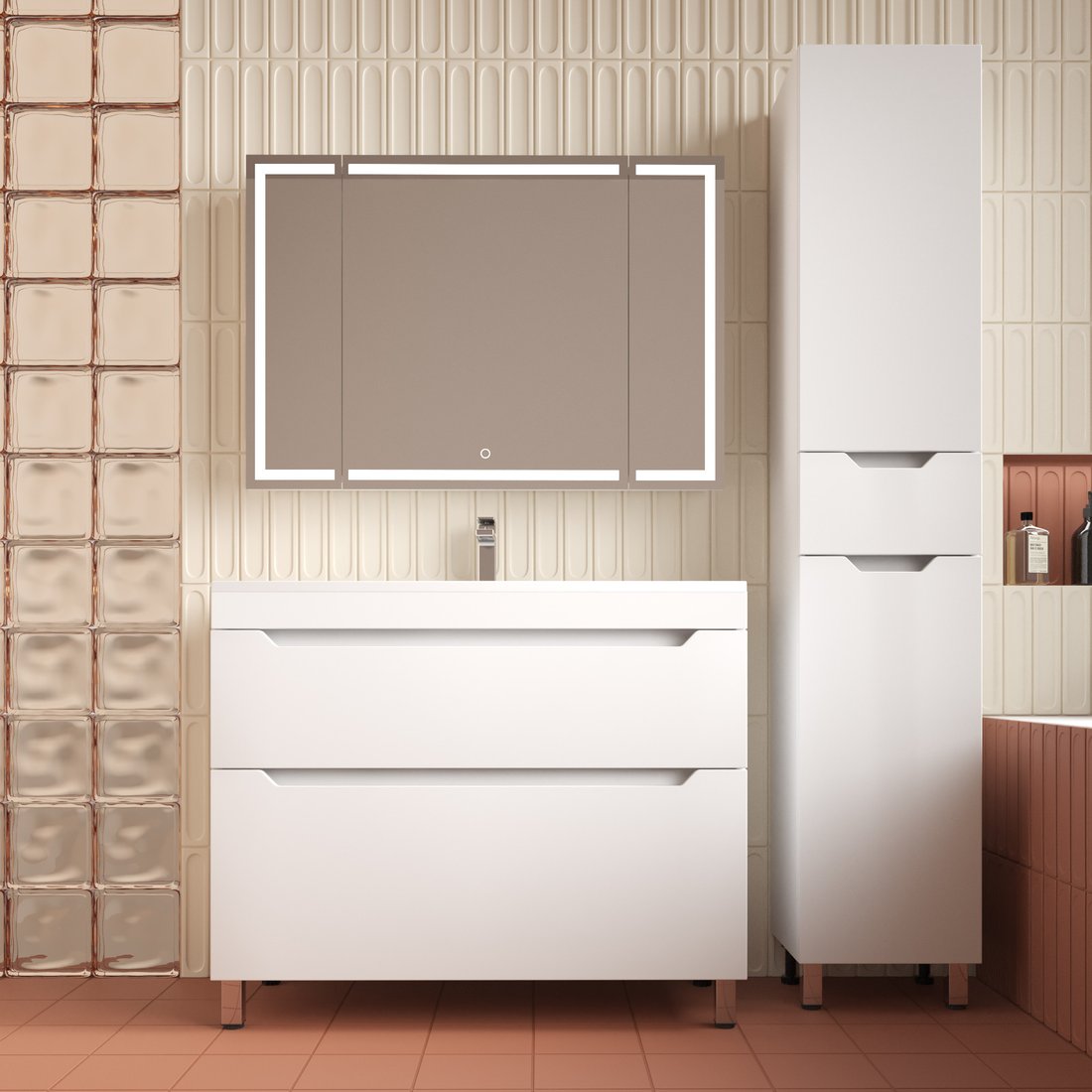 

Symbolite Тумба под умывальник Остин 100 Plus 2 ящика (белый)