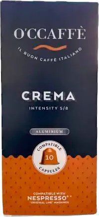 Кофе O'ccaffe Crema Nespresso алюминиевые 10 шт