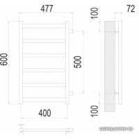 Полотенцесушитель TERMINUS Аврора П6 400х600 бп 500