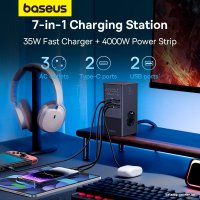 Сетевое зарядное Baseus PowerCombo Tower PowerStrip 3AC2+U2+С 35W CCGAN35-S3ACE