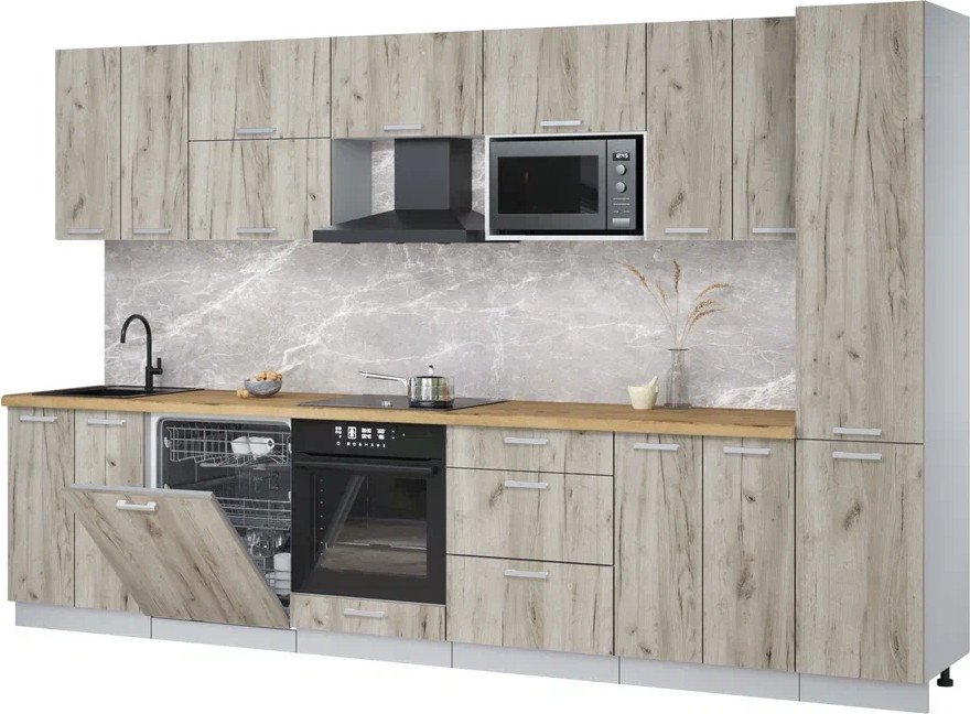 

Готовая кухня Интерлиния Мила Лайт 3.4-ПМ2 (дуб серый/дуб серый/дуб бунратти)