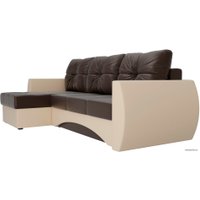 Угловой диван Лига диванов Сатурн 101068 (левый, экокожа, коричневый/бежевый)