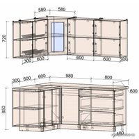 Готовая кухня Интерлиния Мила Матте 1.5x1.8 А правая (белый-мята-опал светлый)