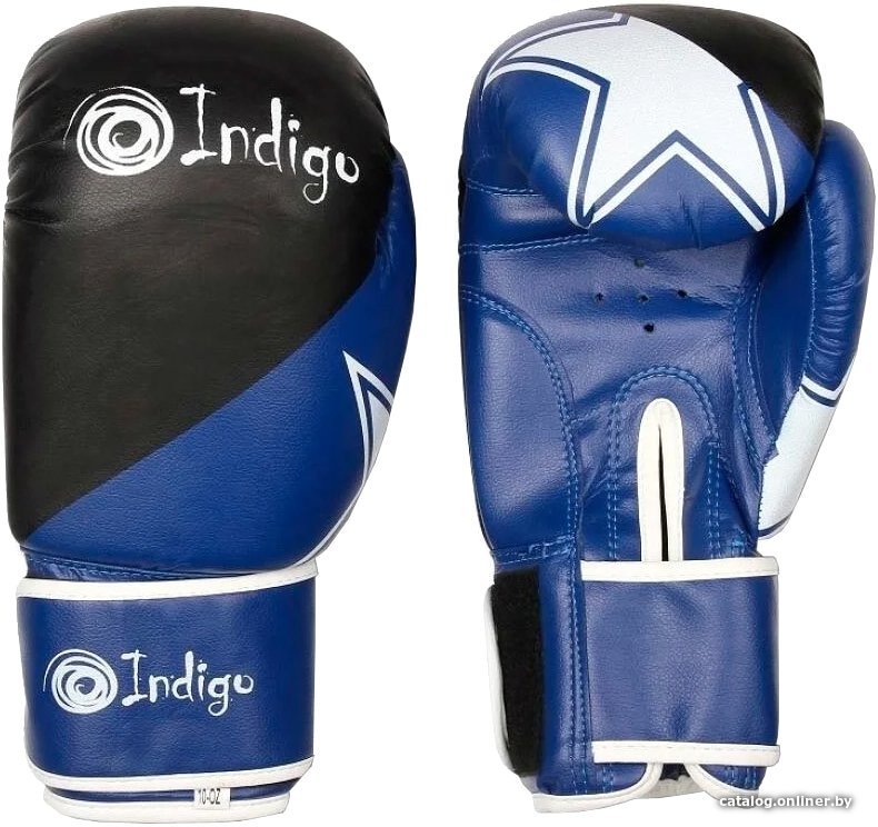 Тренировочные перчатки Indigo PS-505 (8 oz, черный/синий)