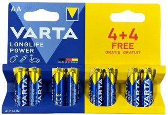 Батарейка Varta Longlife Power LR6 BL4+4 1.5 V AA (8 шт)