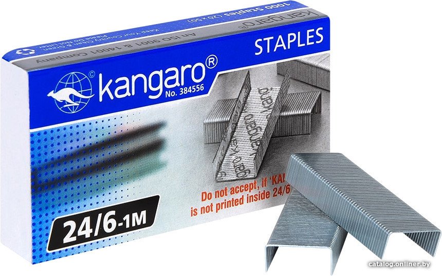 Скобы канцелярские Kangaro 24/6 1000 шт (металлик)