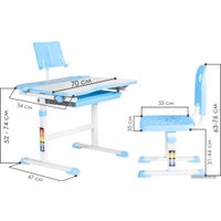 Парта Anatomica Avgusta + стул + выдвижной ящик + подставка (белый/голубой)