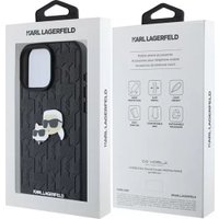 Чехол для телефона Lagerfeld PU Grained Monogram NFT Karl&Choupette metal Heads для iPhone 16 Pro KLHCP16LPGKLKCPK