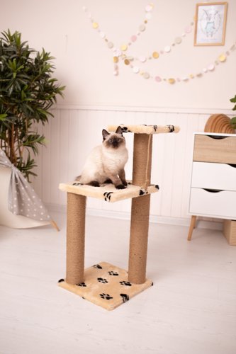 Когтеточка Kogti 3 этажа (бежевый с лапками)