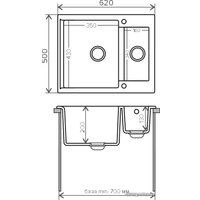 Кухонная мойка Polygran Brig-620 (белый хлопок 36)