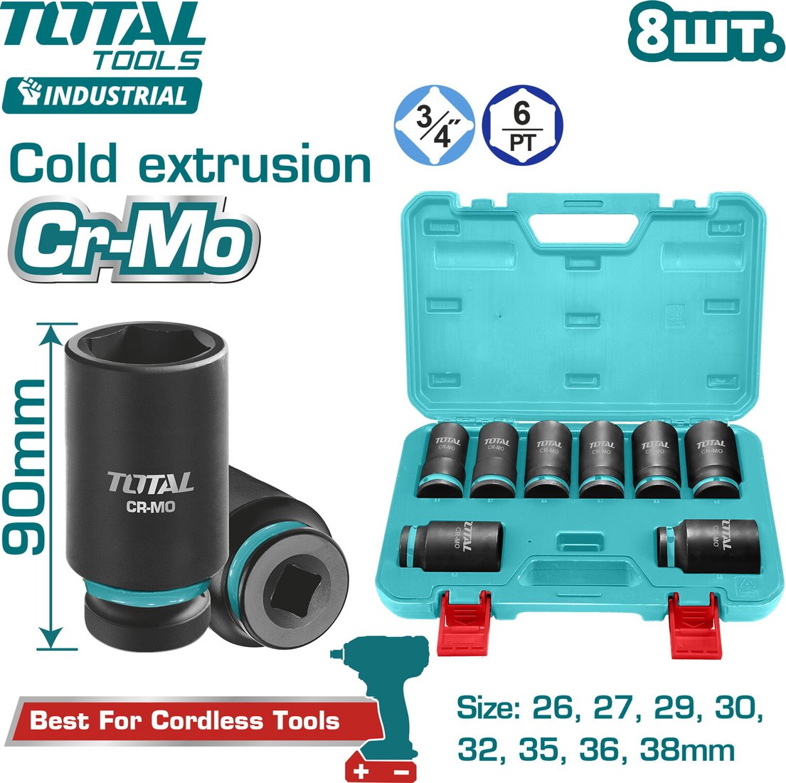 

Набор головок слесарных Total THKISD34082L