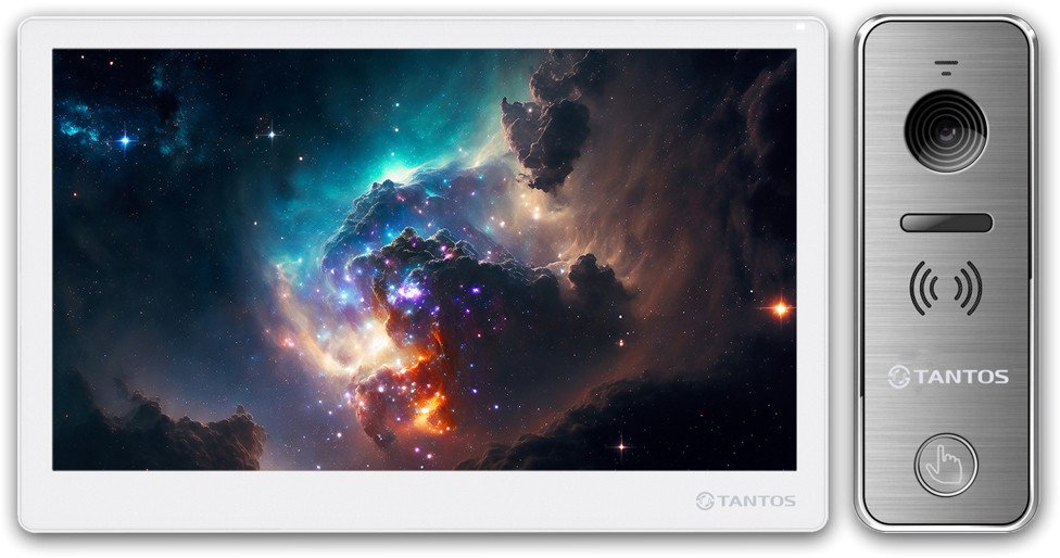 Комплект видеодомофона Tantos Stark HD SE Tuya (белый) + iPanel 2 HD (металл)
