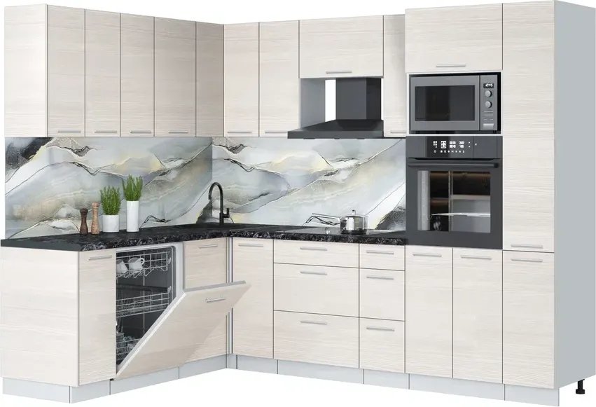 

Готовая кухня Интерлиния Мила Лайт 1.896х2.68 (вудлайн кремовый/вудлайн кремовый/кастилло темный)