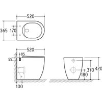 Унитаз приставной Roxen Antares в комплекте с инсталляцией Roxen Attach 5 в 1 968412 (кнопка: сатин)