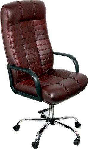 Офисное кресло Деловая обстановка Атлант Хром ХН кожа люкс (коричневый)