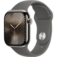 Умные часы Apple Watch Series 10 LTE 42 мм (титановый корпус, титановый/серый, спортивный силиконовый ремешок M/L)