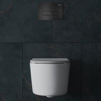 Унитаз подвесной Roxen Simple Compact в комплекте с инсталляцией StounFix Dual Fresh 6 в 1 921358 (кнопка: черный матовый)