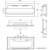 Биокамин BiokominkiGMT 900x400 (белый, со стеклом)