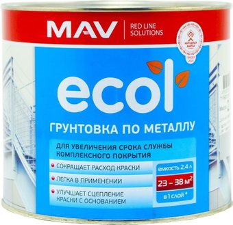 Алкидная грунтовка Ecol ГФ-021 (2.4 л, светло-серый)