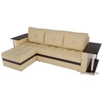Угловой диван Craftmebel Атланта М угловой 2 стола (боннель, левый, бежевая экокожа)