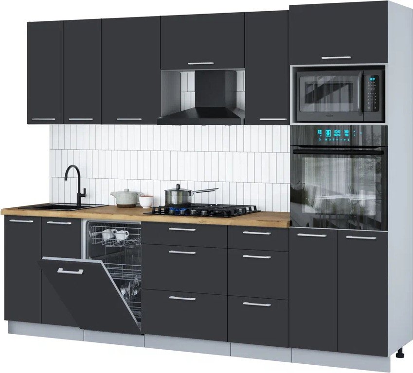 

Готовая кухня Интерлиния Мила Gloss 2.65-ПМ3 (пепел/пепел/дуб бунратти)