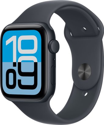 Умные часы Apple Watch SE 3 44 мм (алюминиевый корпус, полуночный/полуночный, спортивный силиконовый ремешок S/M)